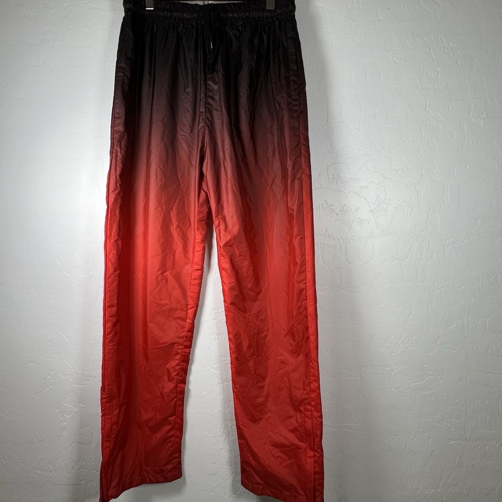 American Stitch Nylon Pants Red Black Ombre Streetwear Men's size M Pull On